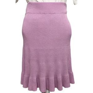 Free‎ People Short Mini Skirt Womens MEDIUM Lilac Purple Rib Stretchy Flare NEW